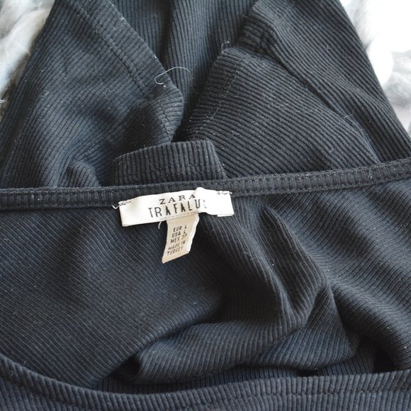 Zara Black Scoop Neck Crop Top - Picture 2 of 4